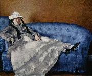 Edouard Manet Portrat der Frau Manet auf blauem Sofa oil painting artist